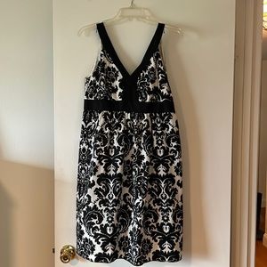 White House Black Market Semi-formal dress. Classic black and white damask.